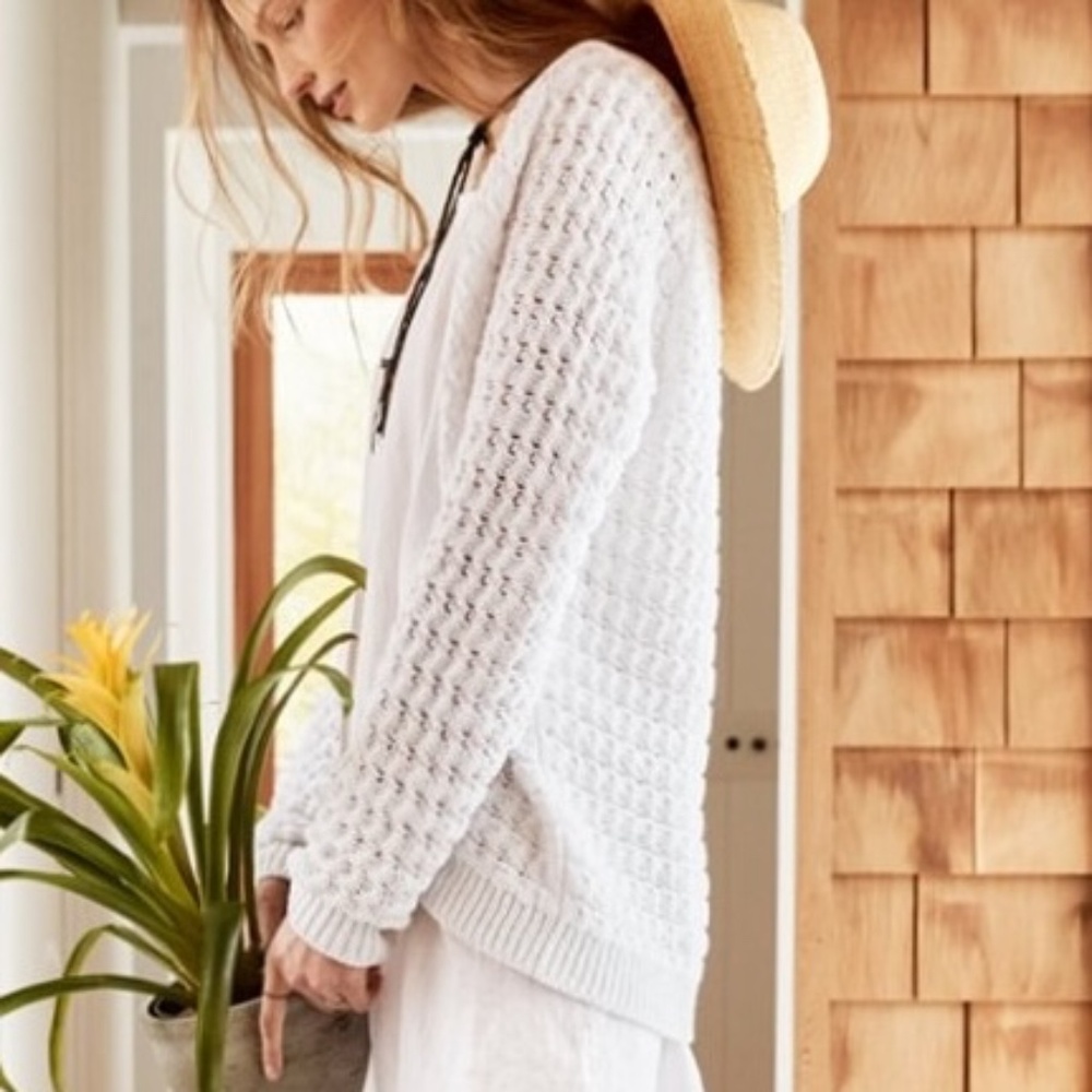 HaVeN WELL WITHIN - Open Stitch White Chunky Lightweight Knit Cardigan - XXL 2X